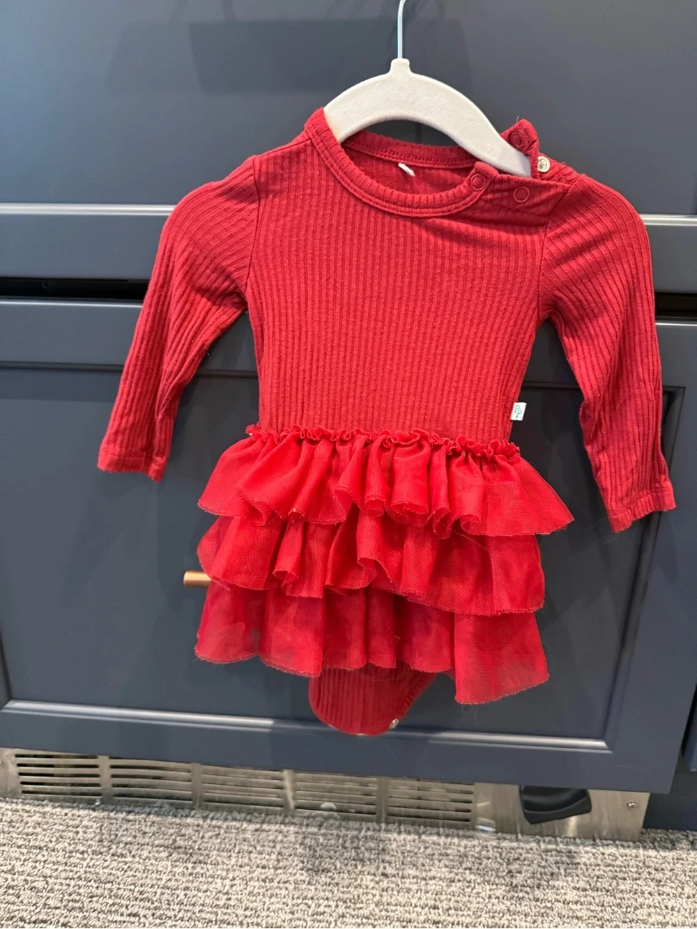 Posh Peanut Red Ruffle Tutu Bodysuit
